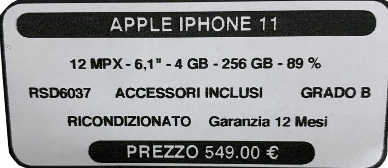 Apple iPhone 11 256Gb GR. B Gar. 12M Fattura RSD6037