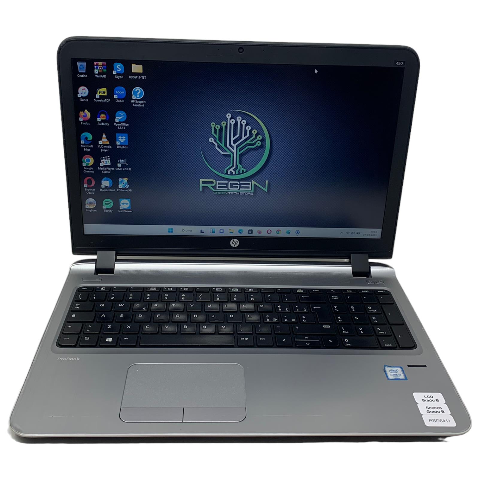 RSD6411 HP ProBook 450 15" G3 i5 8-250 SSD Gar. 12 Mesi