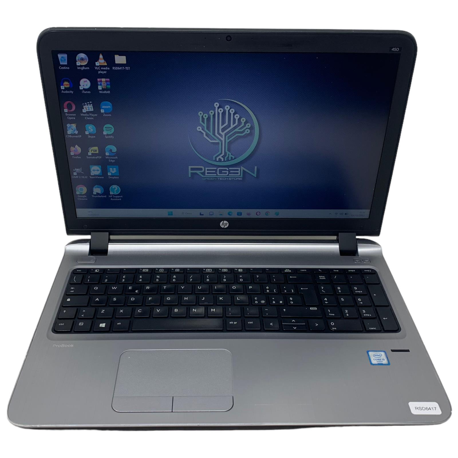 RSD6417 HP ProBook 450 G3 15" i5 8-256 SSD Gar. 12 Mesi